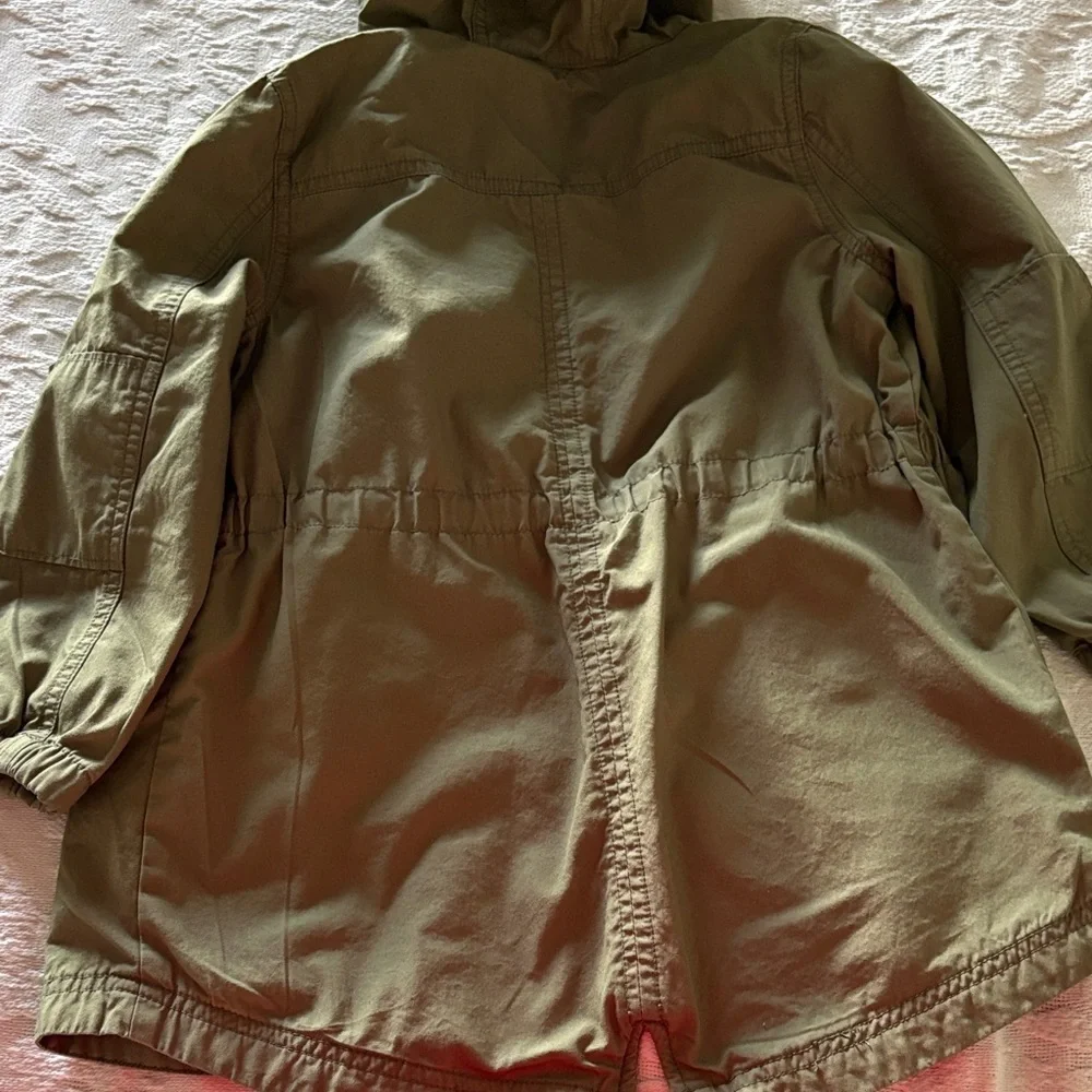 Baby Gap Girls Olive Green Hooded Jacket Gently Loved 5 Floral Lining